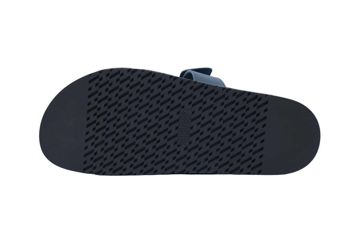Black/Blue Check HERMES Hermès Flat Slide Sandals