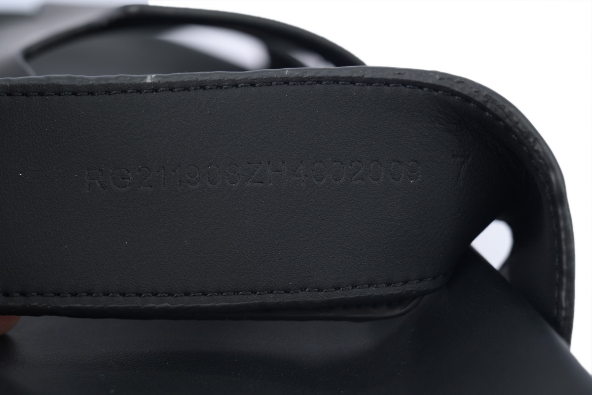 Black Leather HERMES Hermès Flat Slide Sandals