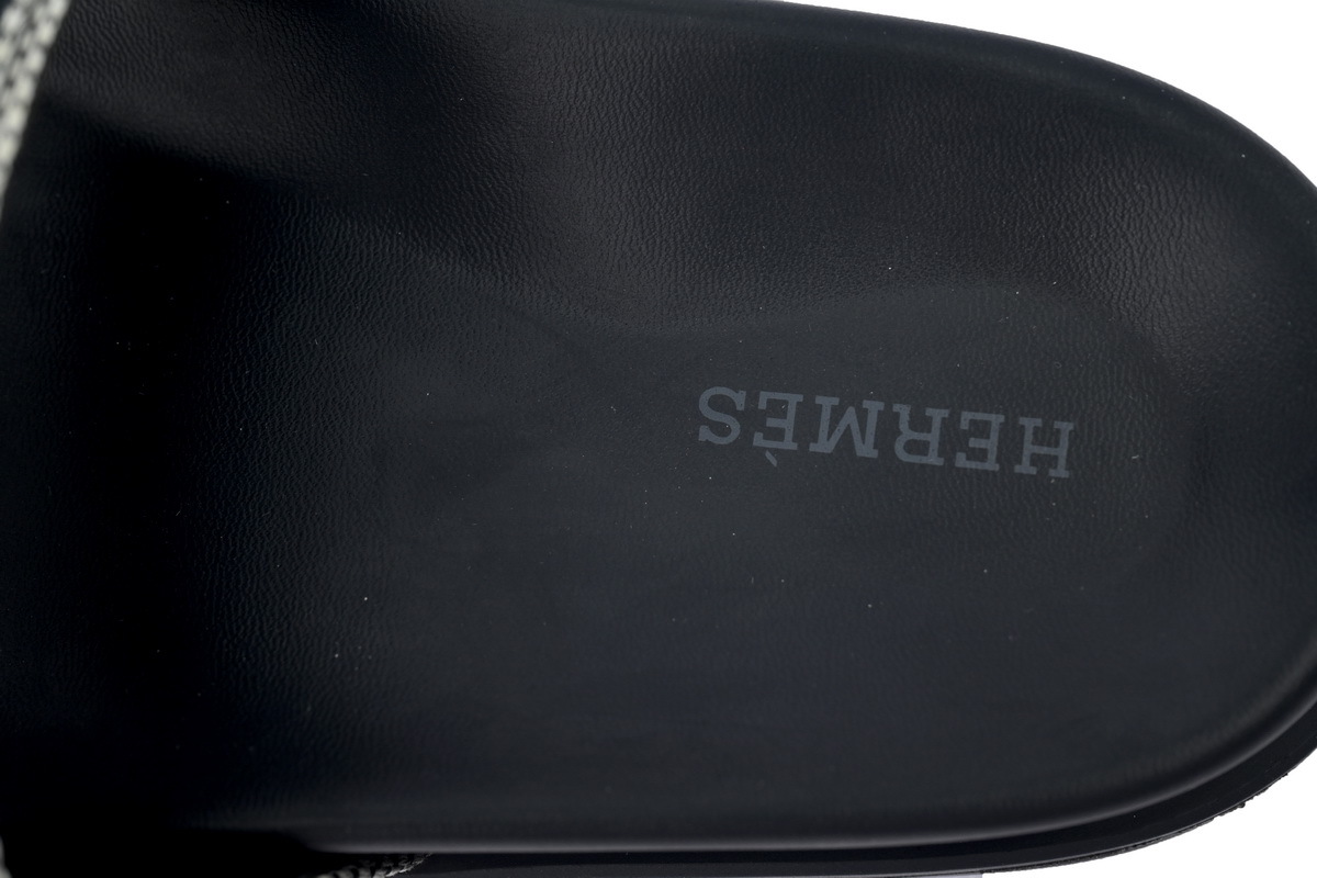 Grey/Black Fabric HERMES Hermès Flat Slide Sandals