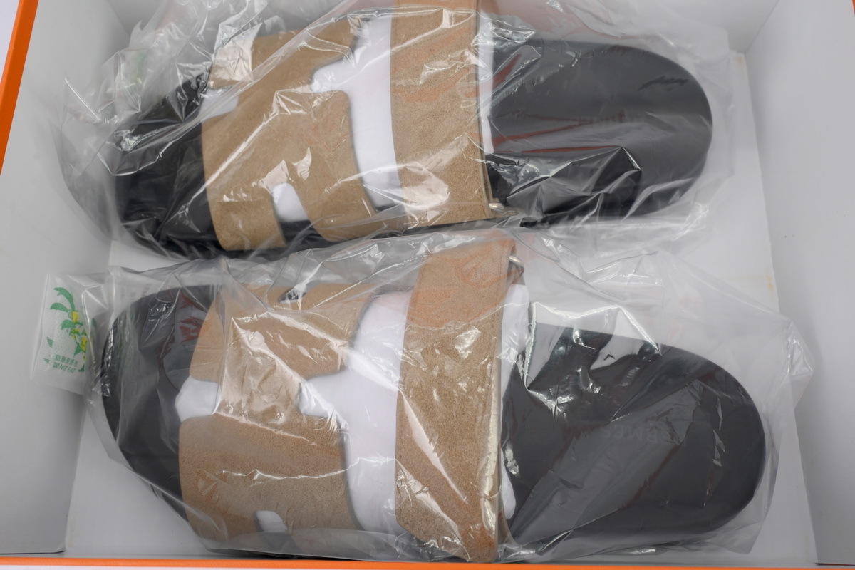 Khaki Velvet HERMES Hermès Flat Slide Sandals