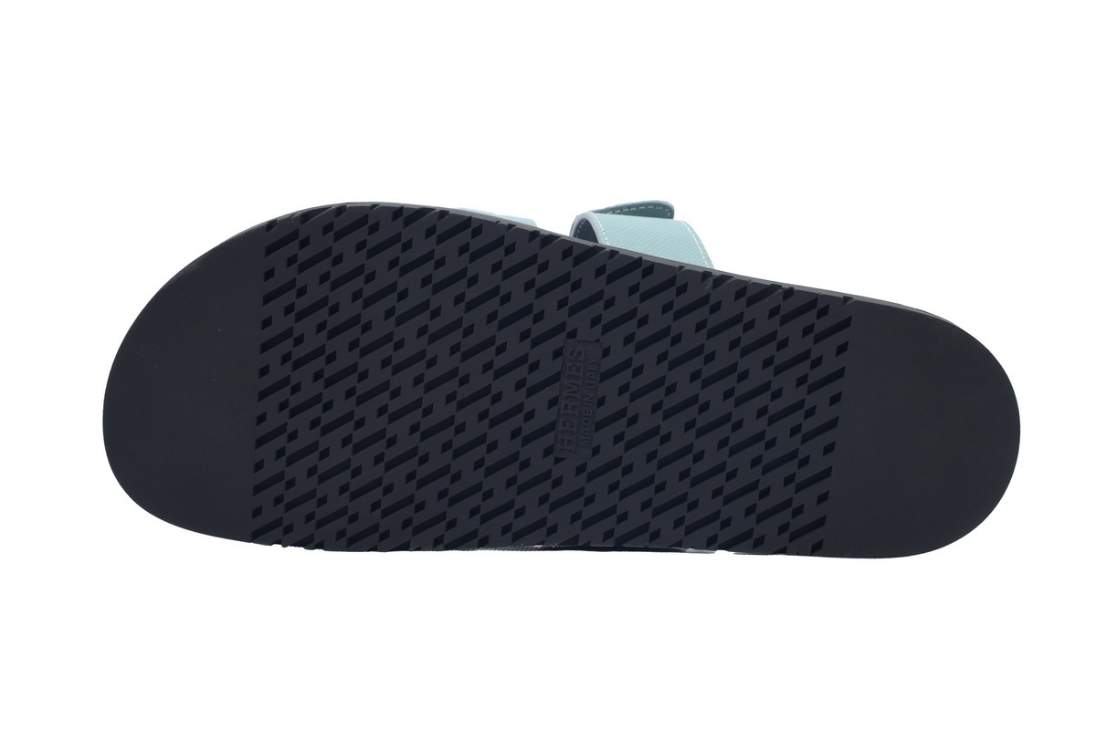 Teal Check HERMES Hermès Flat Slide Sandals