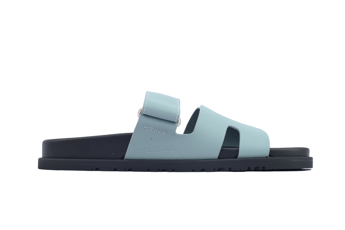 Teal Check HERMES Hermès Flat Slide Sandals