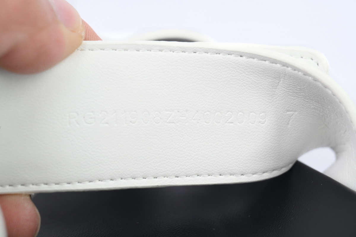 White Leather HERMES Hermès Flat Slide Sandals