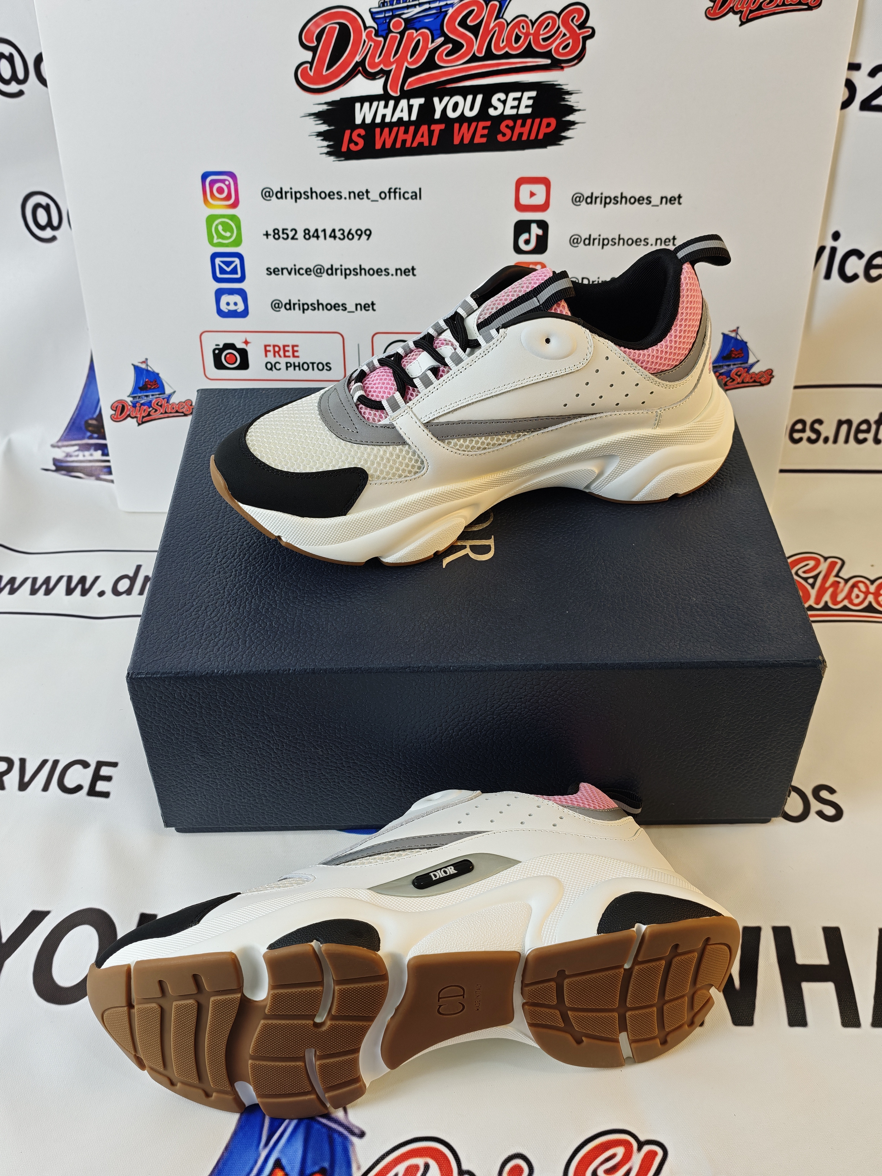 Dior B22 Pink Gray Sneakers Cream