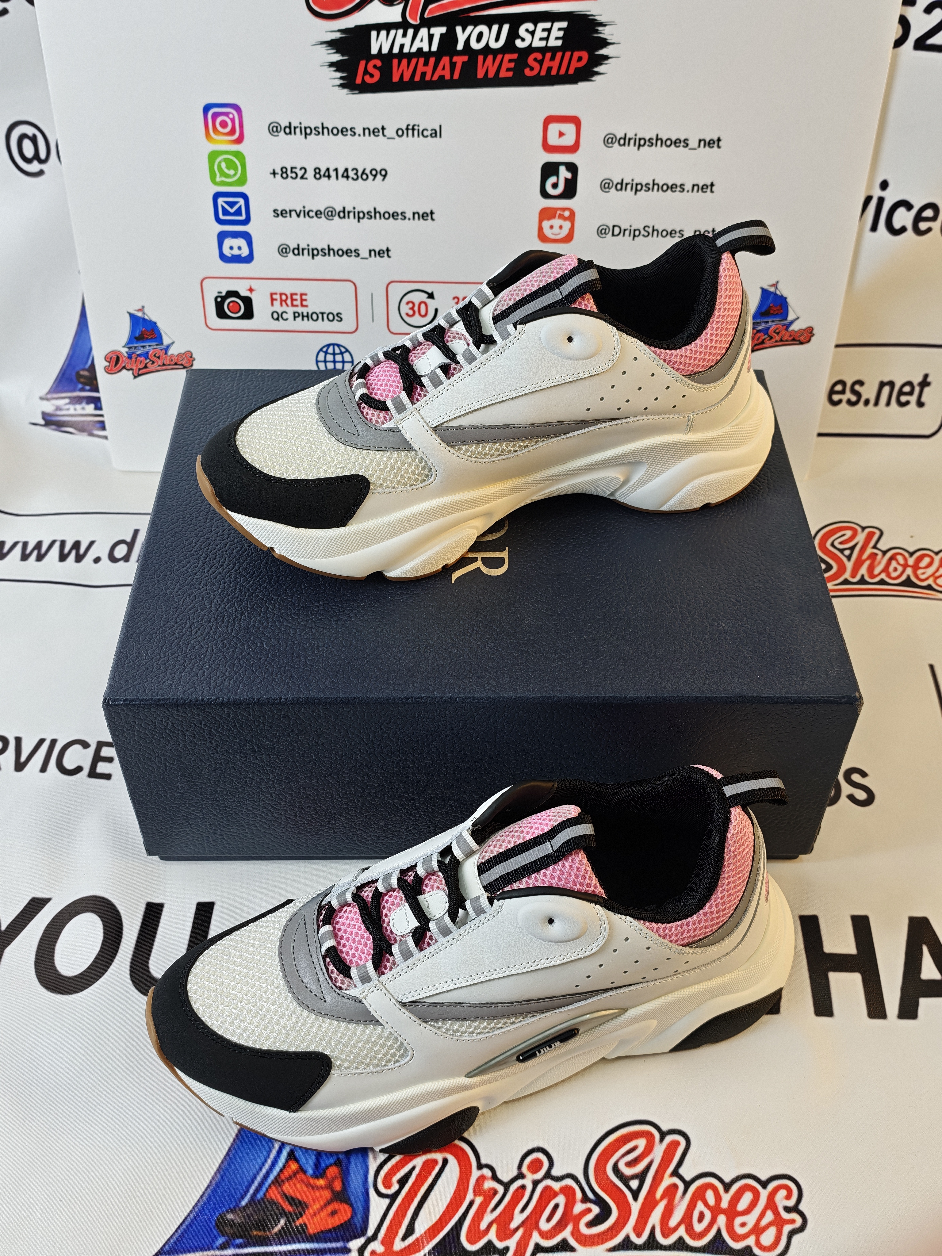 Dior B22 Pink Gray Sneakers Cream