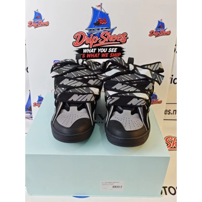 Lanvin Leather Curb Sneaker Black Grey 02