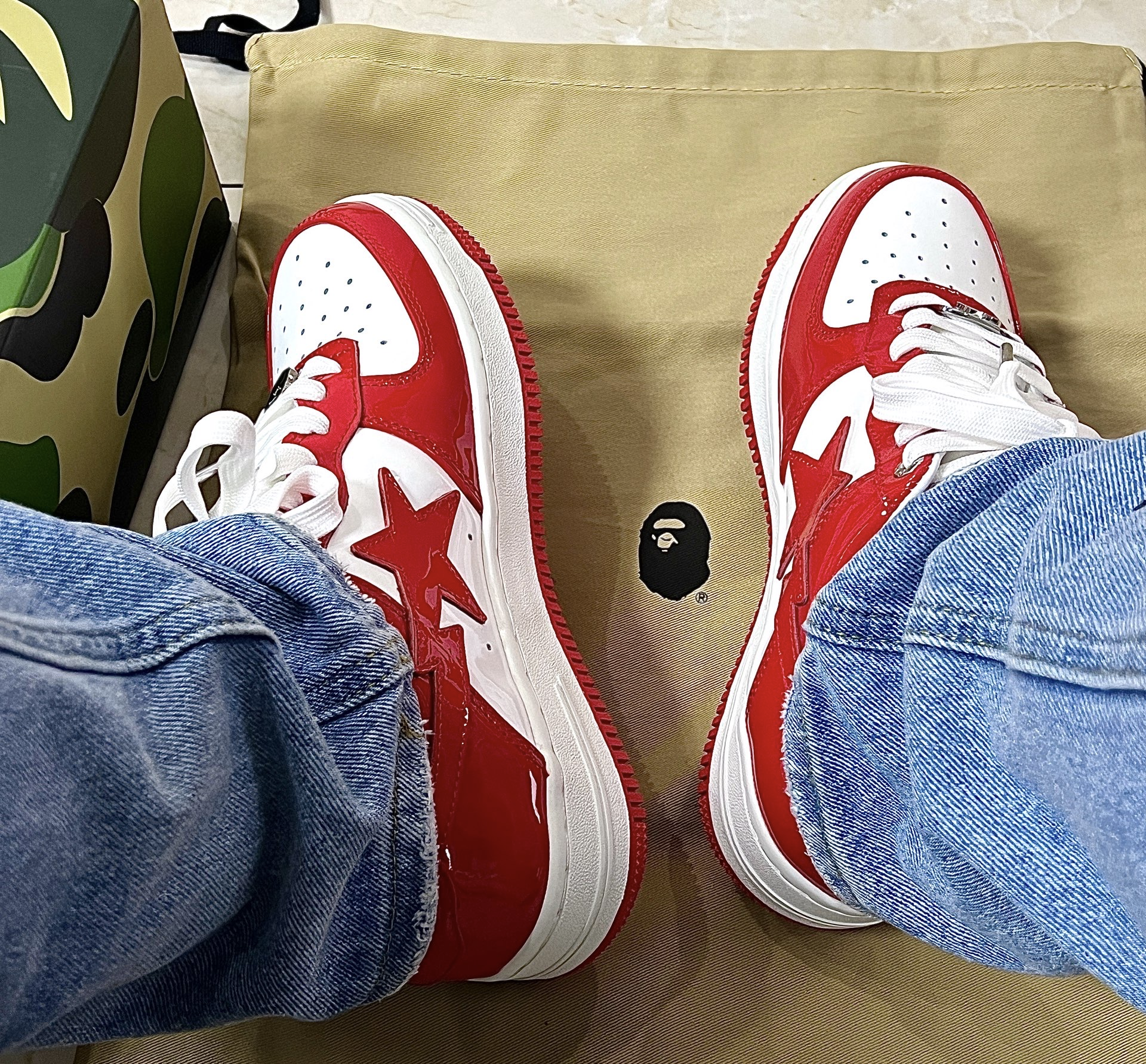 A Bathing Ape Bape Sta Low Red And White Mirror Surface 1170 191 022 review sylvia 01