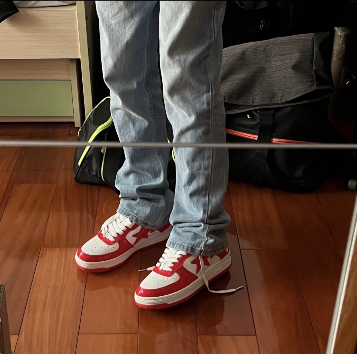 A Bathing Ape Bape Sta Low Red And White Mirror Surface 1170 191 022 review Finnian