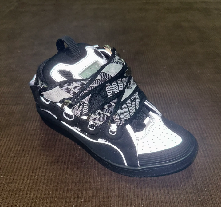 Lanvin Leather Curb Sneaker Black Grey review angelina
