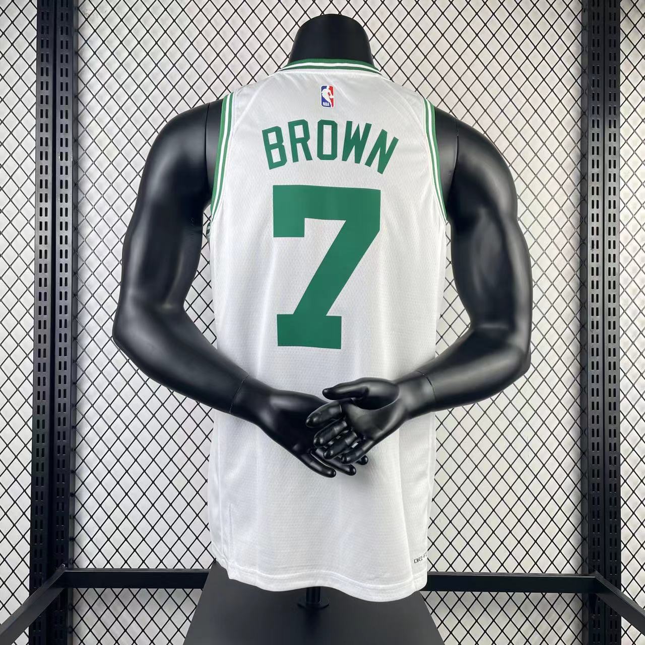 Camiseta branca número 7 de Jaylen Brown do Boston Celtics, temporada de 2023