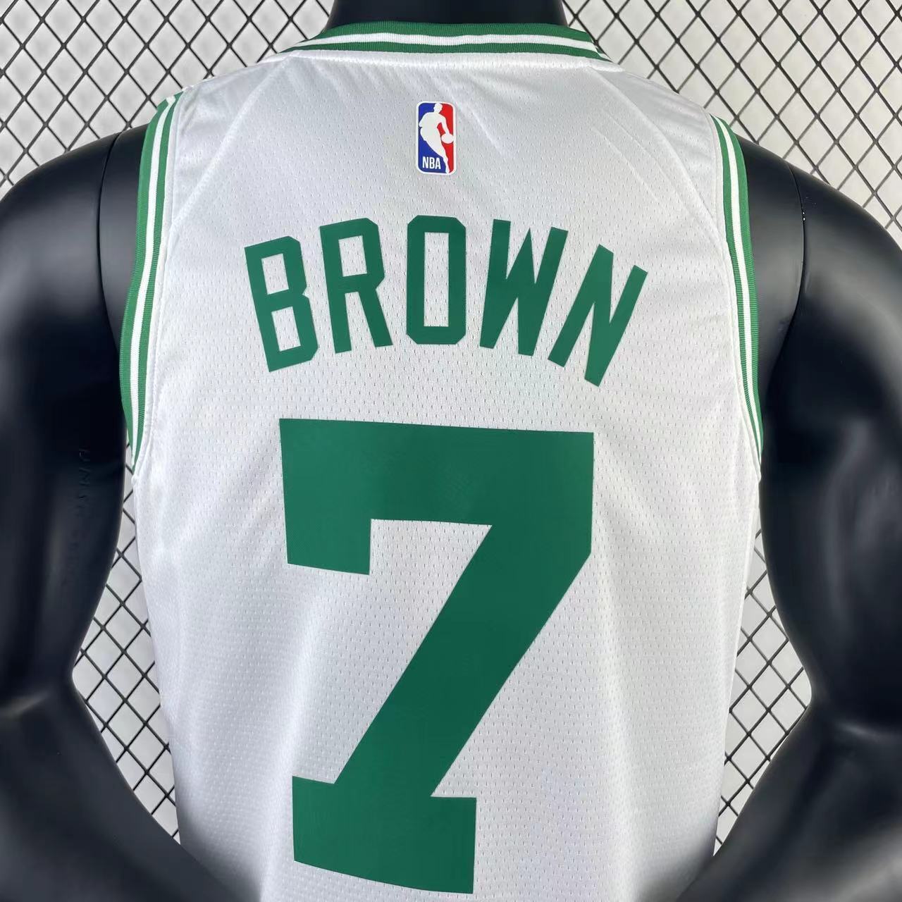 Camiseta branca número 7 de Jaylen Brown do Boston Celtics, temporada de 2023