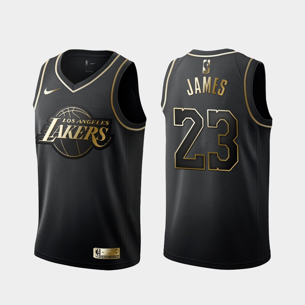 Los Angeles Lakers Camiseta LeBron James no 23  Currypreto dourado