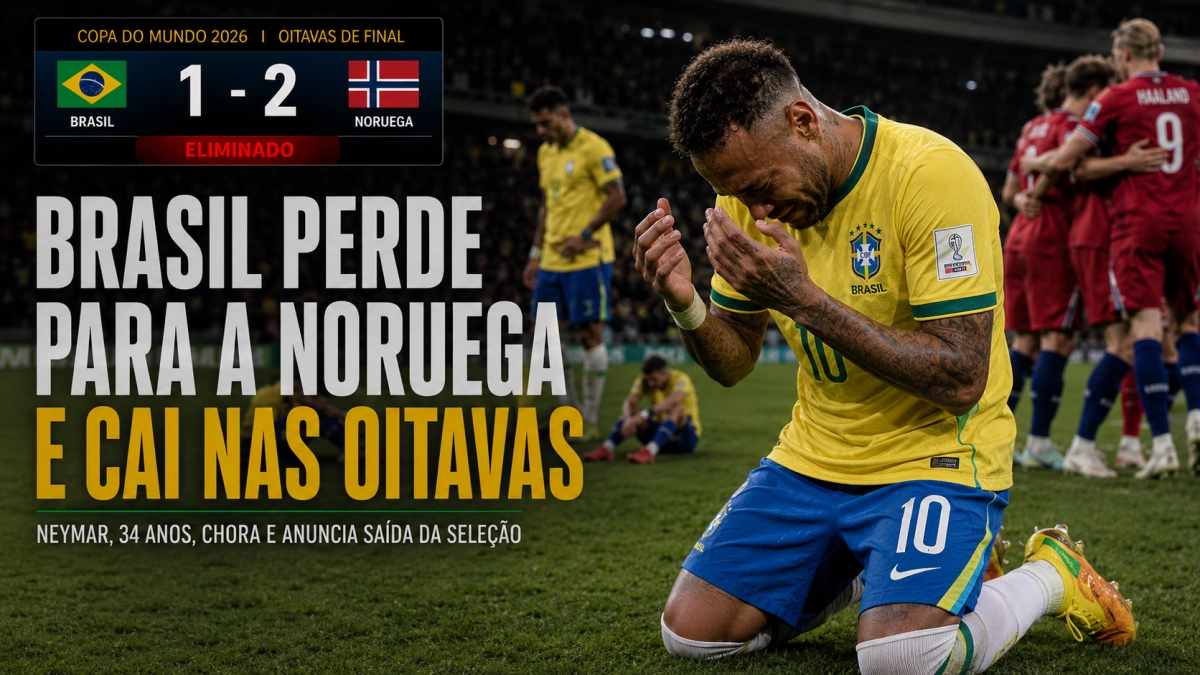 Brasil perde de 1 a 2 para Noruega e cai nas oitavas; Neymar, de 34 anos, chora e anuncia saída da Seleção Brasileira