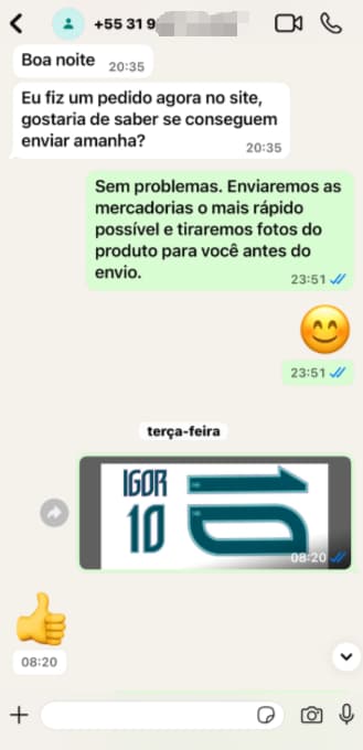 Feedback de cliente pelo WhatsApp