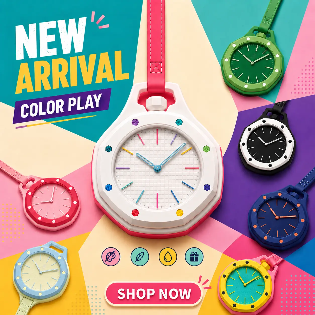 Colorful fashion watches available in multiple colors