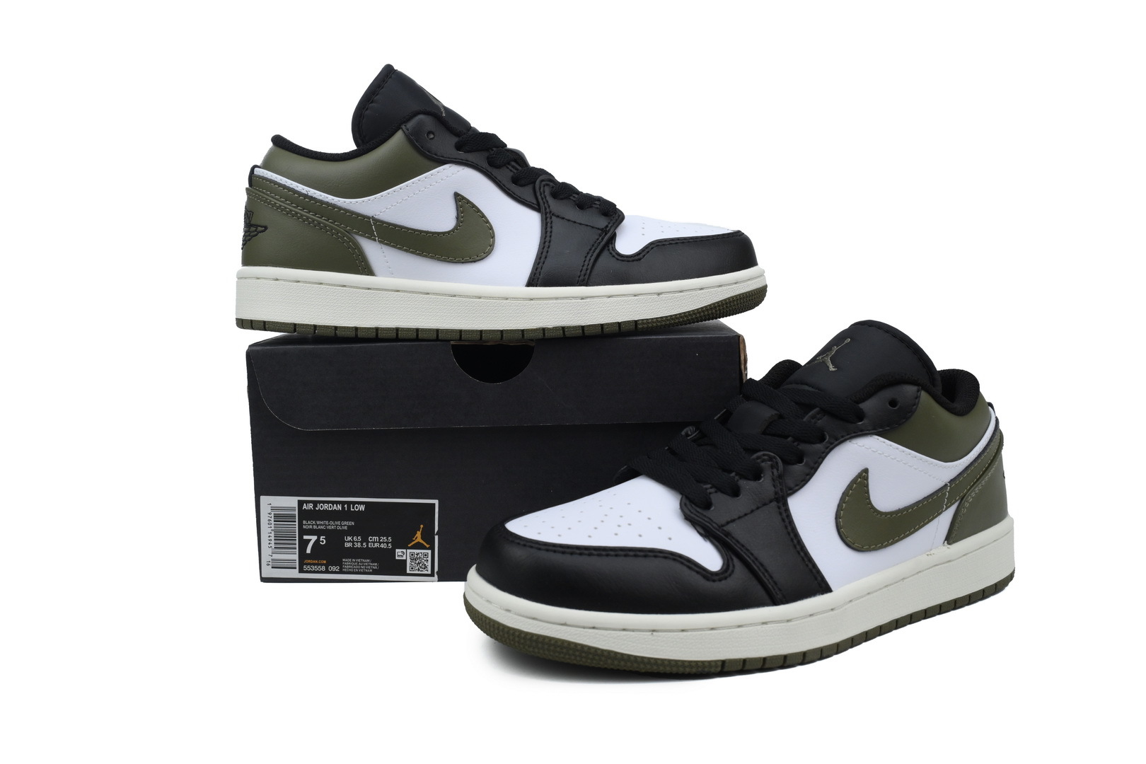 Air Jordan 1 Low 'Black Toe Medium Olive' 553558-092