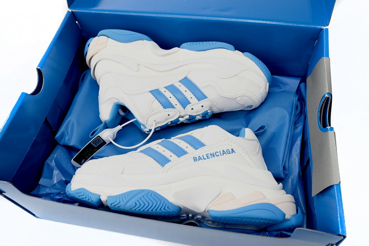 adidas x Balenciaga Triple S White And Blue Bars 712764 W2ZB3 9040