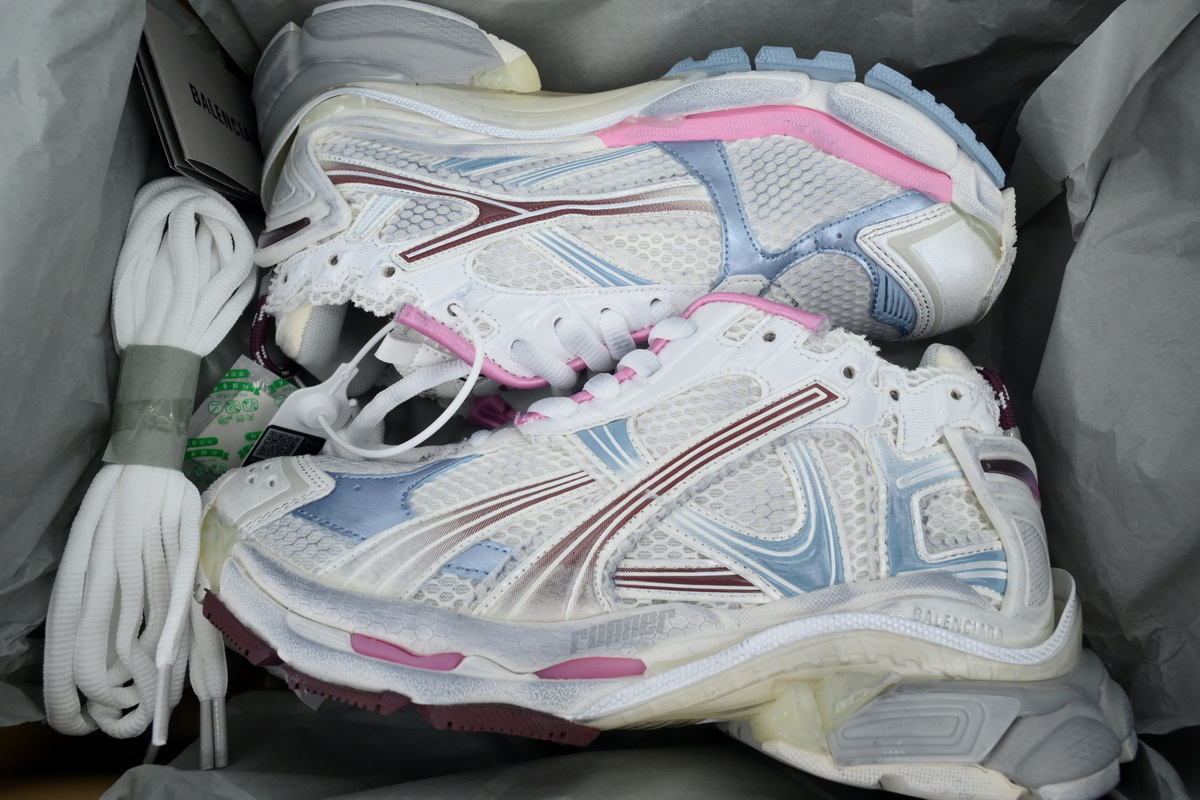 Balenciaga Runner Sneaker White Blue Pink 772767 WRUNG 3120