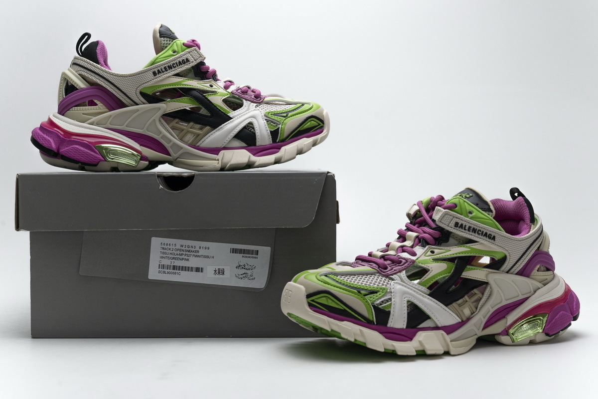 Balenciaga Track 2 Sneaker White Green Pink 568615 W2GN3 9199