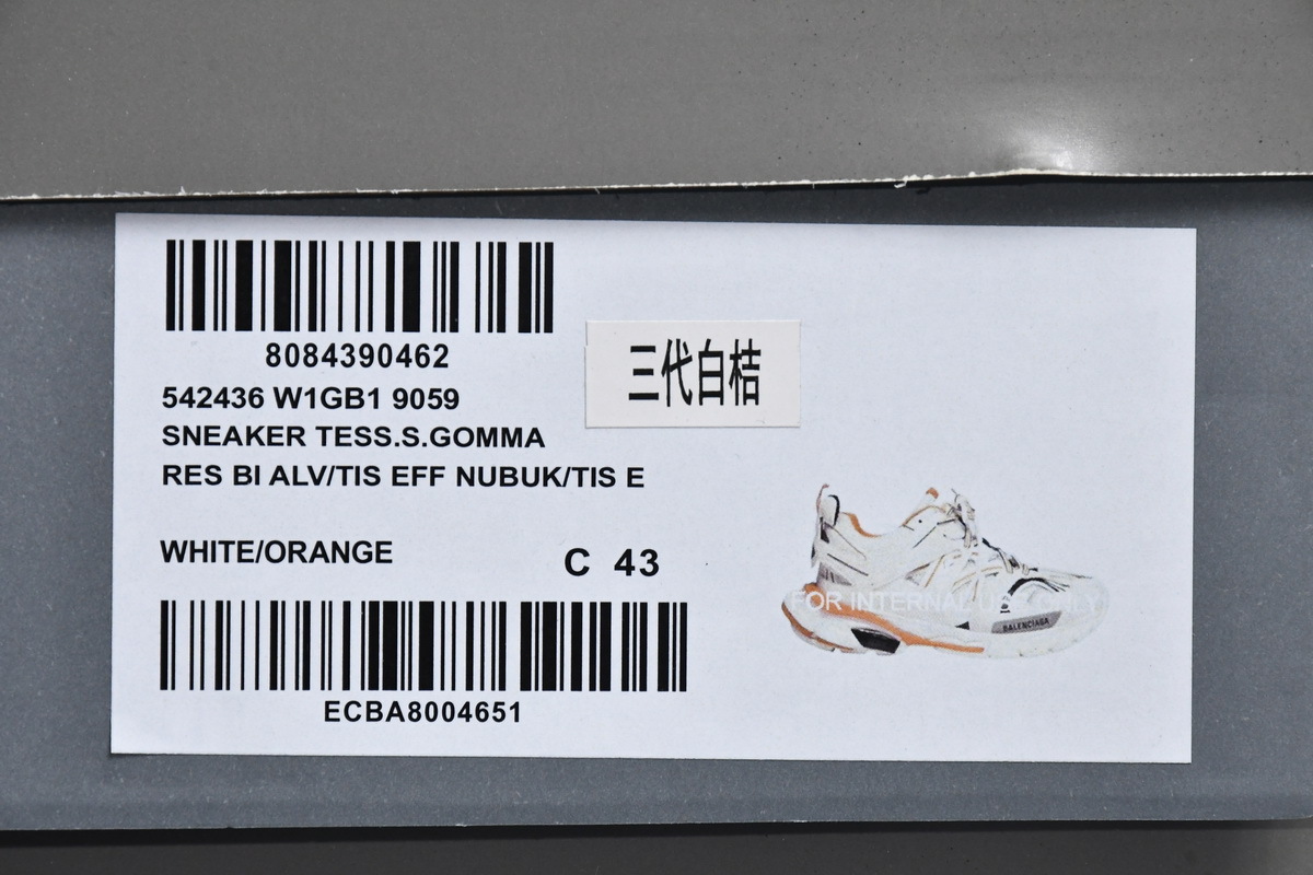 Balenciaga Track Sneaker White Orange Black 542436 W1GB1 9059