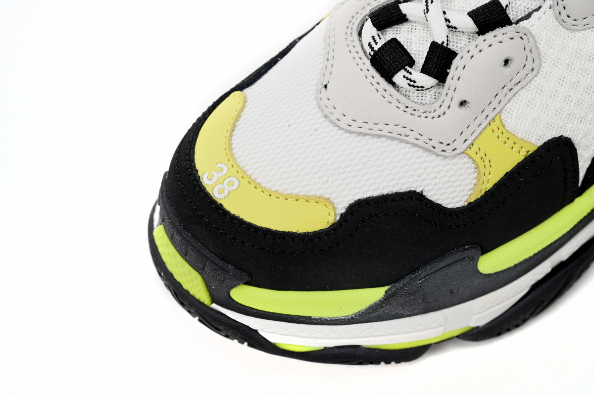 Balenciaga Triple S Black, White, And Yellow 524039 W09OH 7079