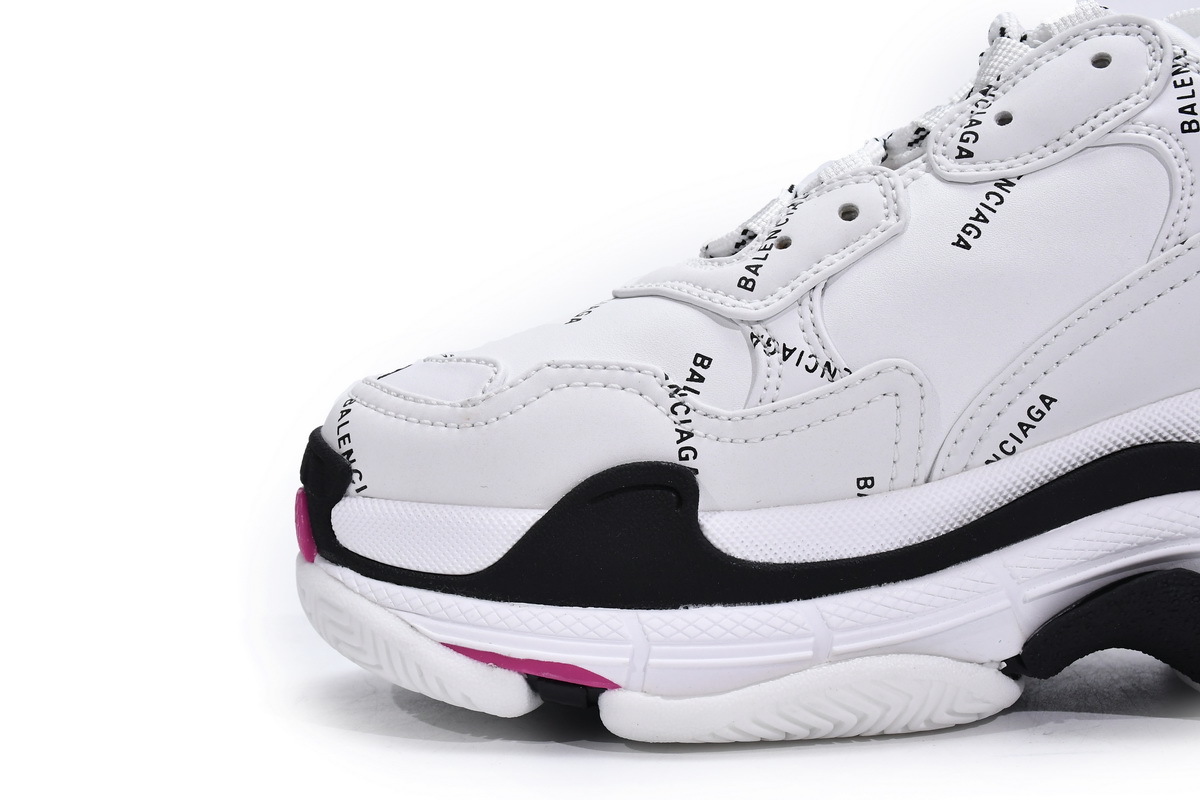 Balenciaga Triple S Letter White Rose Red 524039 W2FA4 9155