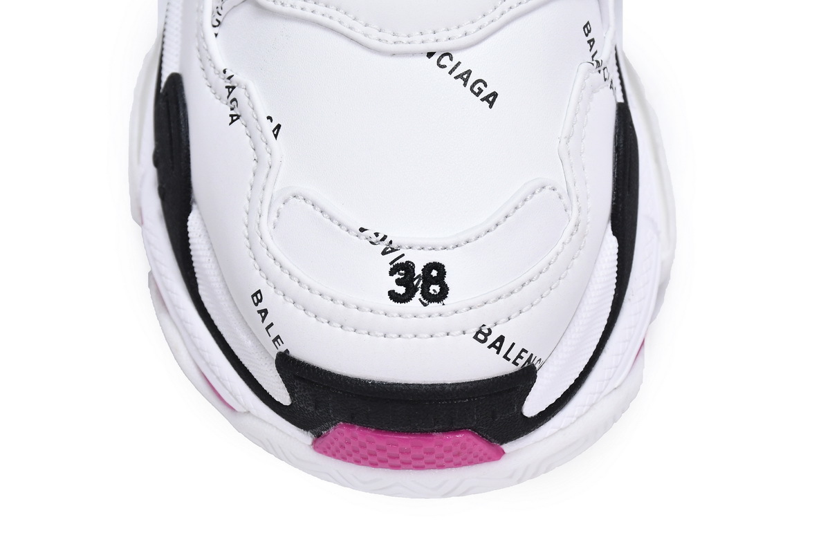 Balenciaga Triple S Letter White Rose Red 524039 W2FA4 9155