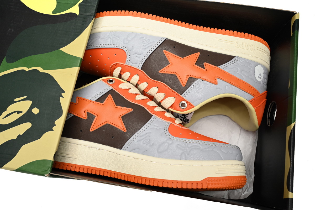 A Bathing Ape Bape Sta Low Grey orange Red 1H70-291-002