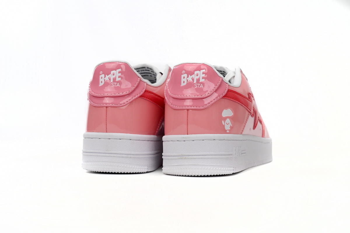 A Bathing Ape Bape Sta Low Pink Paint Leather 1H2-019-1046