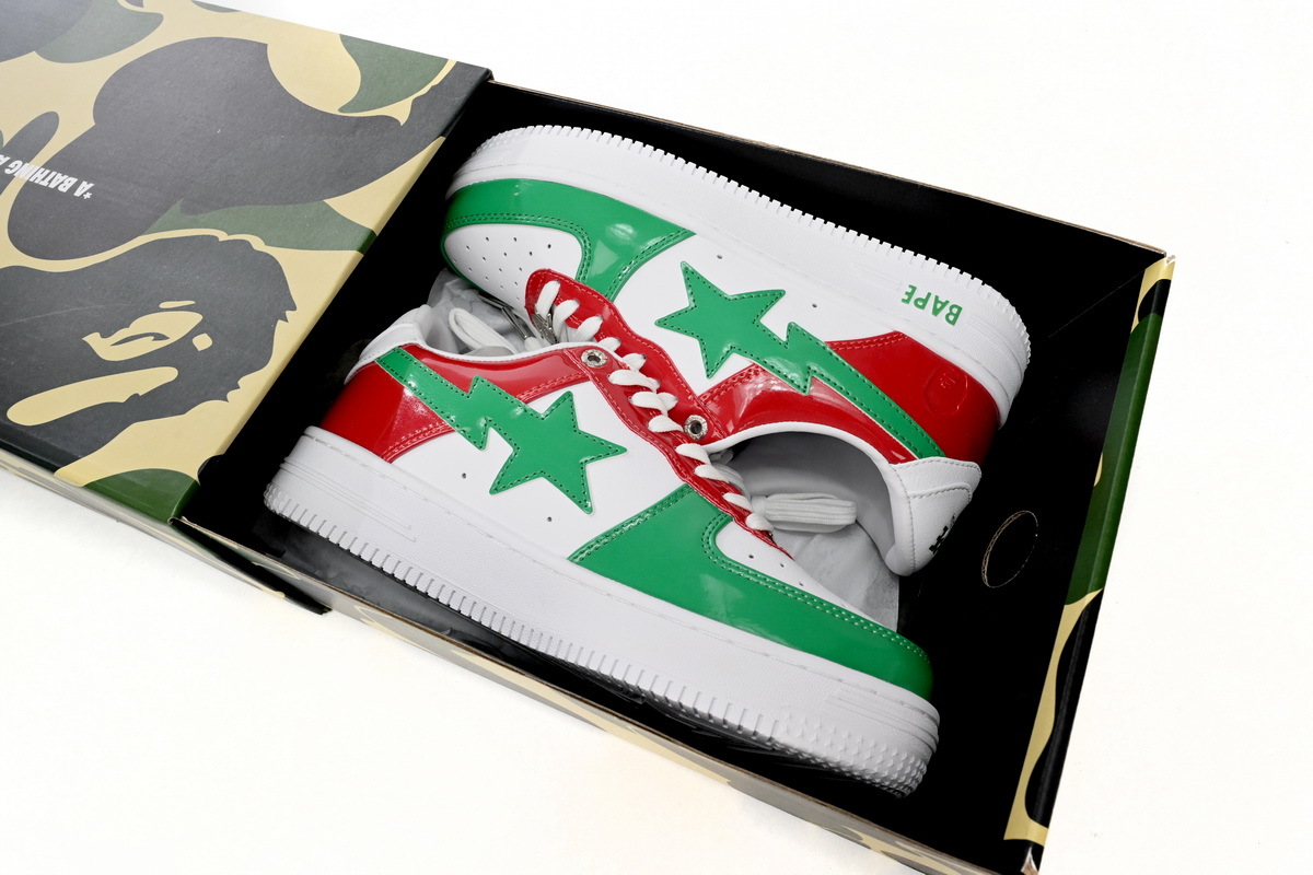 A Bathing Ape Bape Sta Low Red, white, and Green 1180-191-004