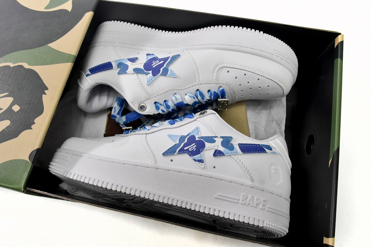 A Bathing Ape Bape Sta Low White Blue Camouflage 1H20-191-045