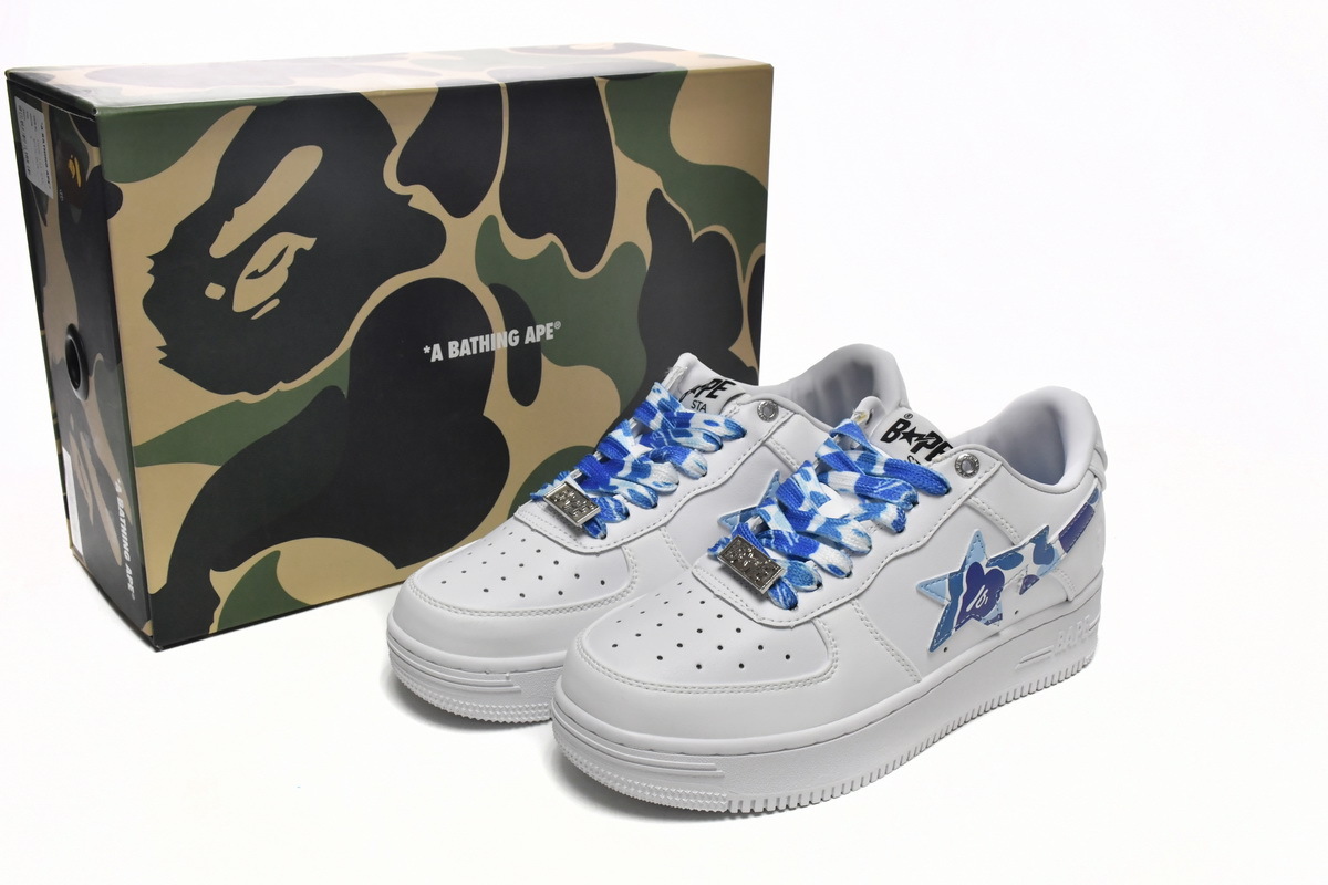 A Bathing Ape Bape Sta Low White Blue Camouflage 1H20-191-045