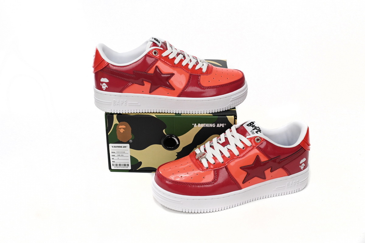 A Bathing Ape Bape Sta Low White Dark Red Mirror Surface 1H20 191 046