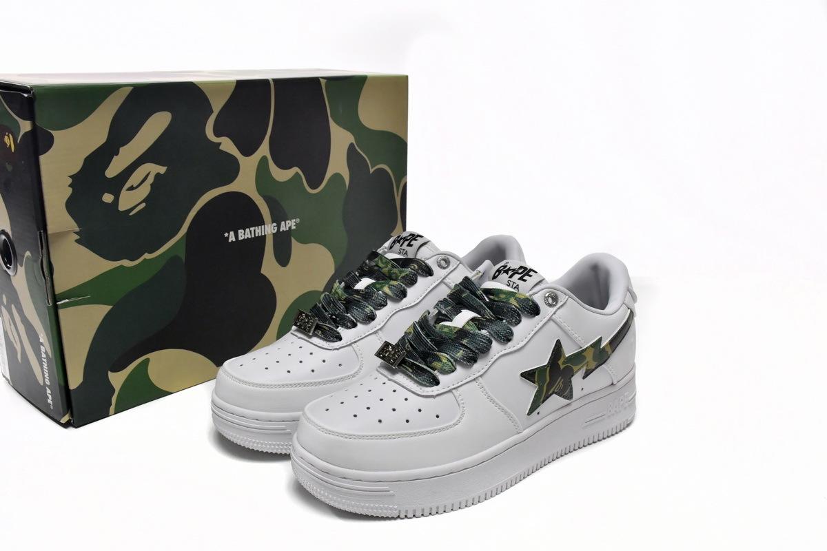 A Bathing Ape Bape Sta Low White Green Camouflage 1H20-191-045