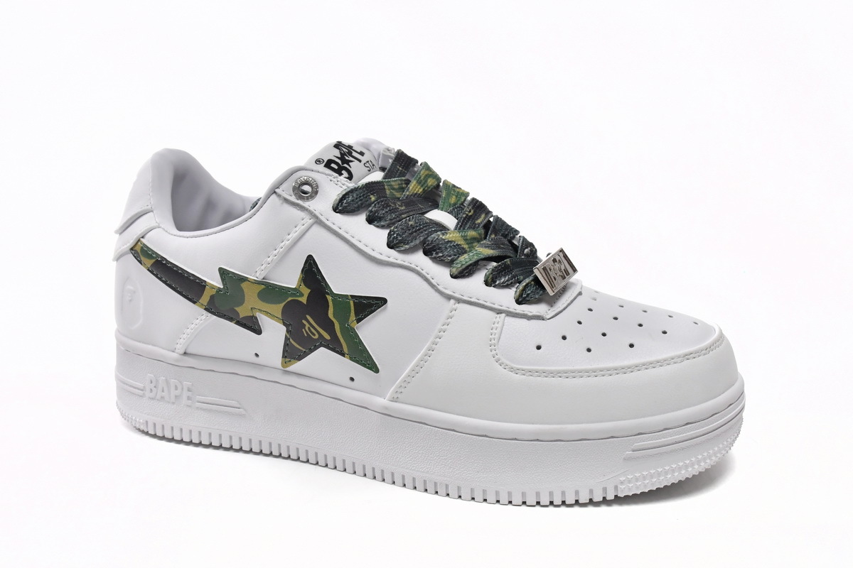 A Bathing Ape Bape Sta Low White Green Camouflage 1H20-191-045