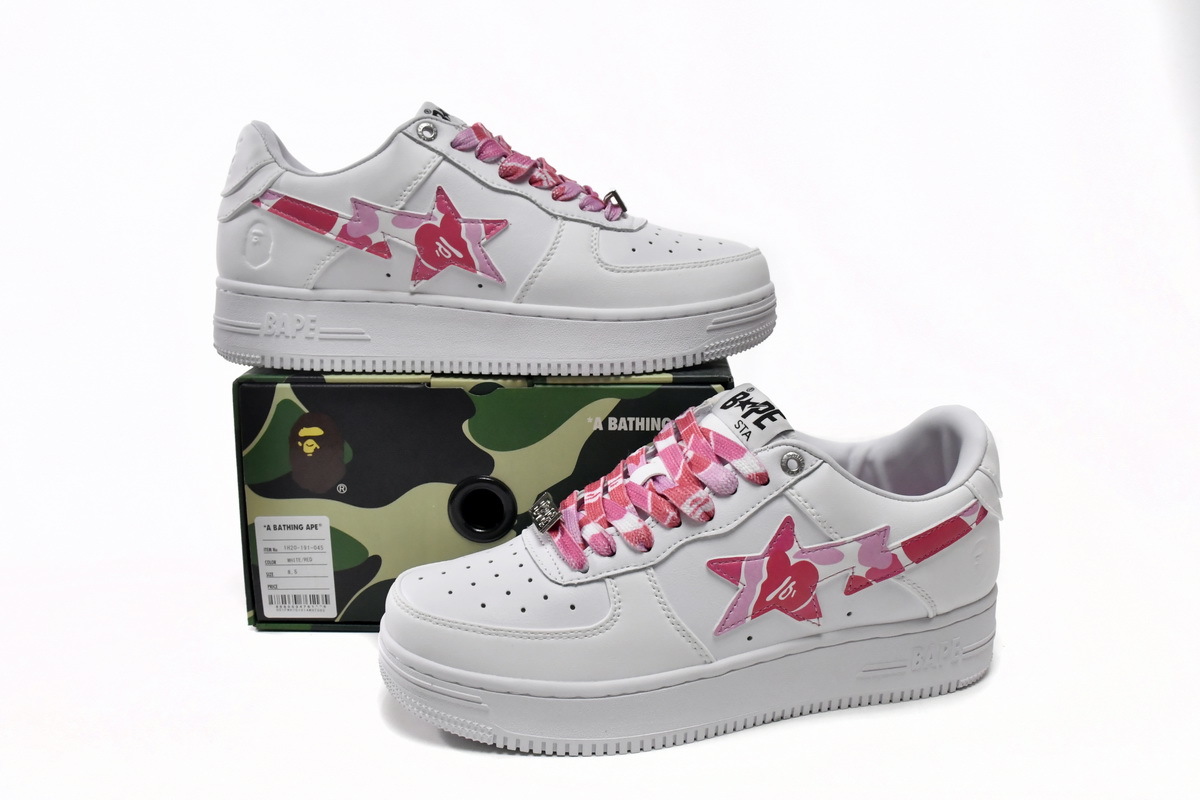 A Bathing Ape Bape Sta Low White Red Camouflage 1H20-191-045