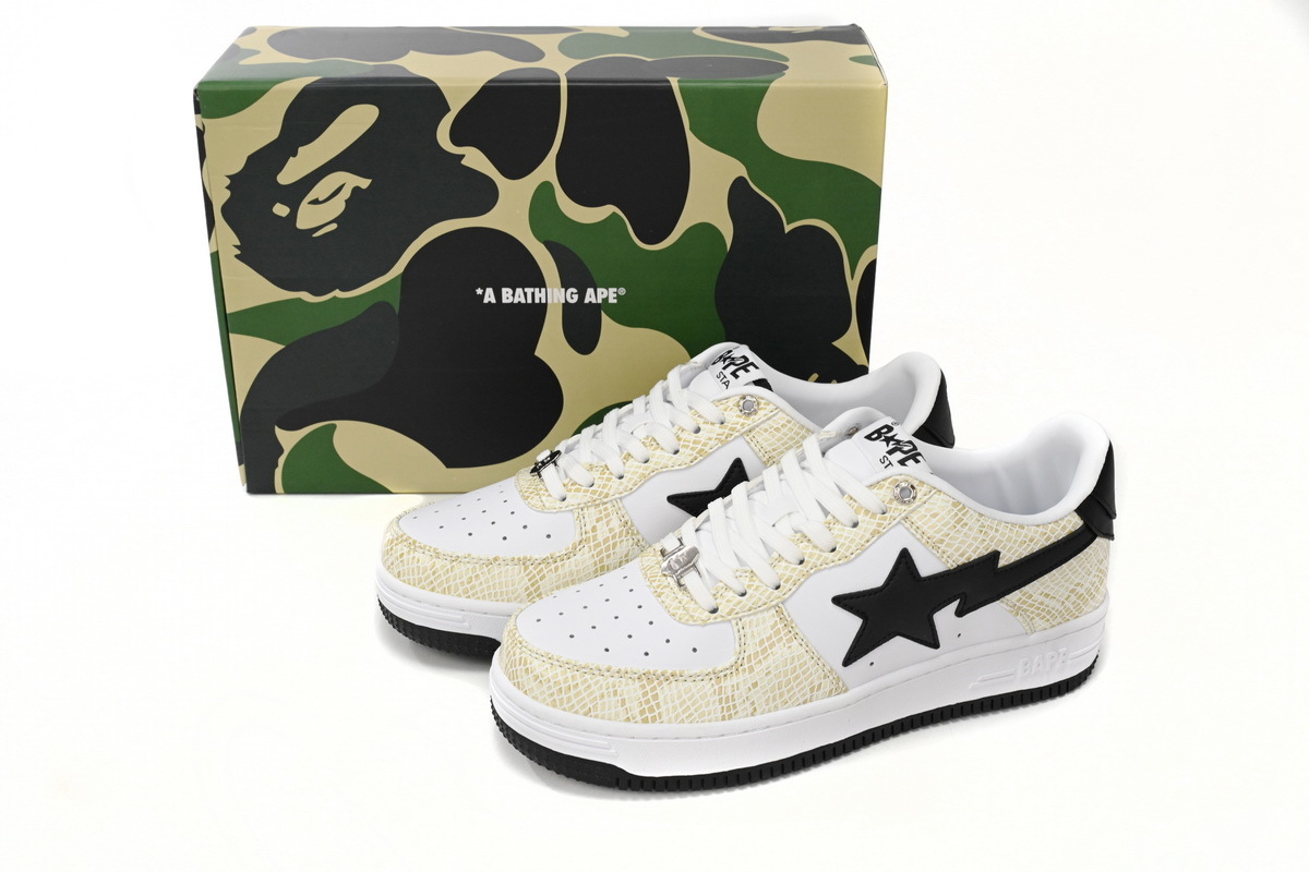 A Bathing Ape Bape Sta Low White Snake Skin Pattern 1I80 191 009