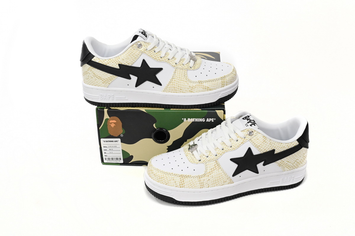 A Bathing Ape Bape Sta Low White Snake Skin Pattern 1I80 191 009