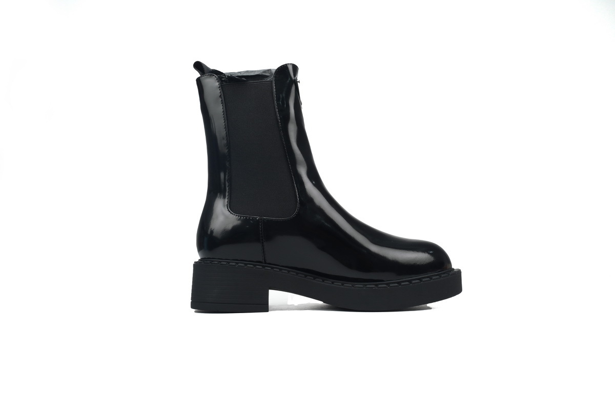 Prada HM Patent Leather Chelsea Boots Black