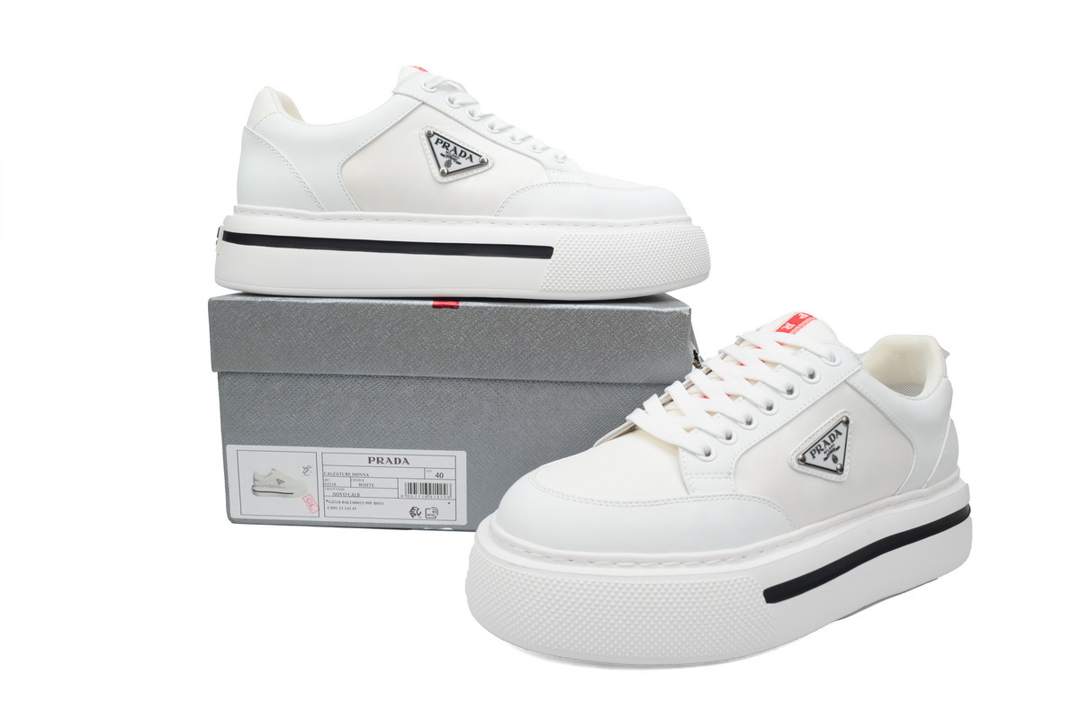 Prada HM  Plaid Platform Sneakers White