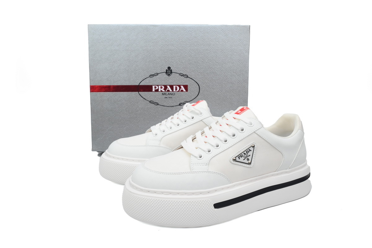 Prada HM  Plaid Platform Sneakers White
