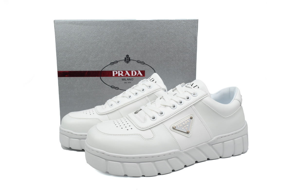 Prada HM  Sawtooth Sole Low Top Sneakers White