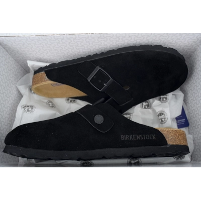 Birkenstock Boston Soft Footbed Black Velvet And Black Buckle 02