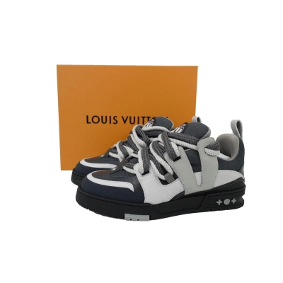 Louis Vuitton Skate Low Leather lace up Fashionable Board Black White 02