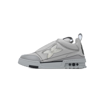 Louis Vuitton Skate Low Leather lace up Fashionable Board Grey 01