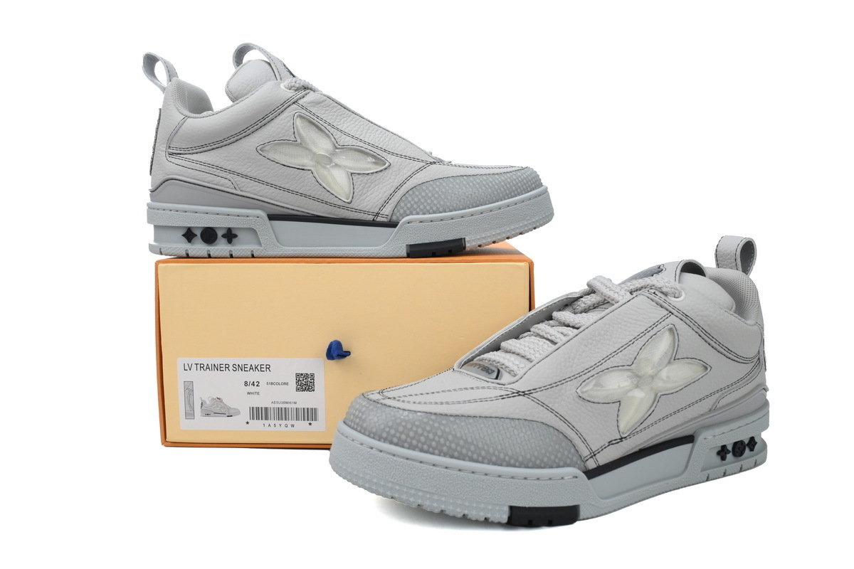 Louis Vuitton Skate Low Leather lace up Fashionable Board Grey