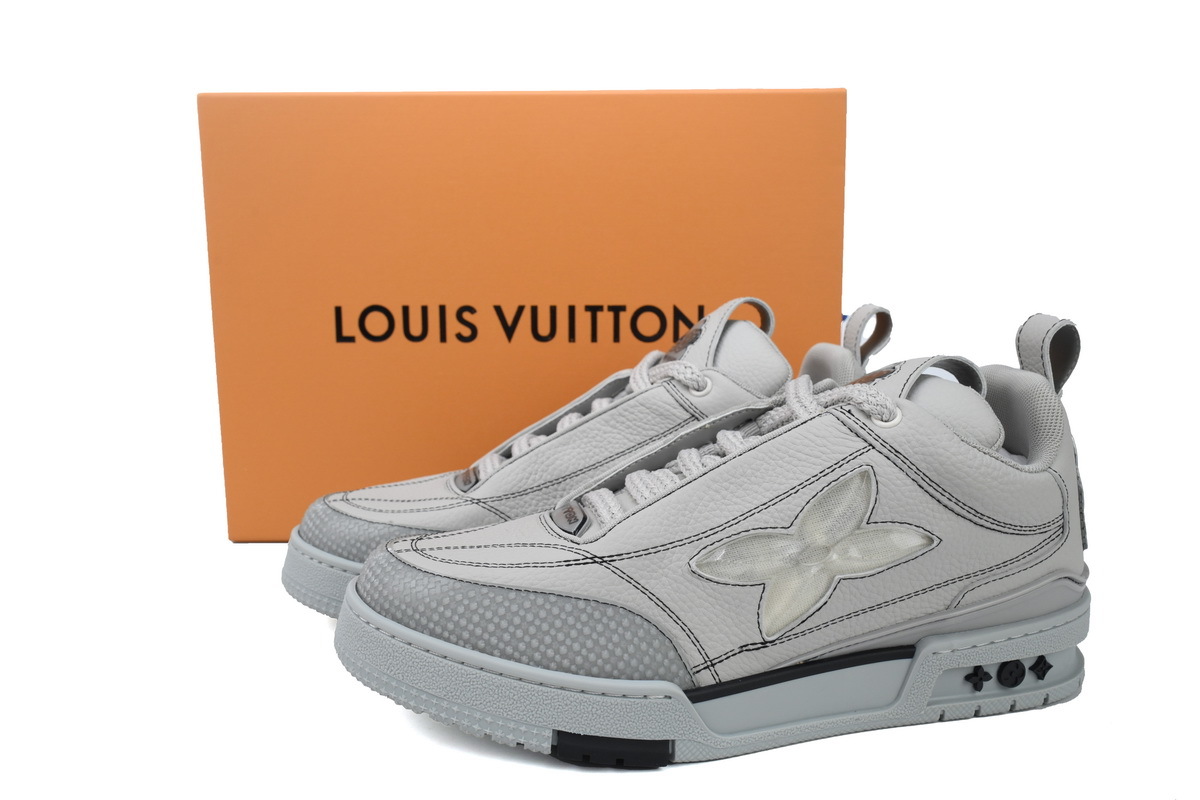Louis Vuitton Skate Low Leather lace up Fashionable Board Grey