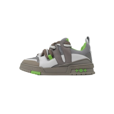 Louis Vuitton Skate Low Leather lace up Fashionable Board Grey Green 01