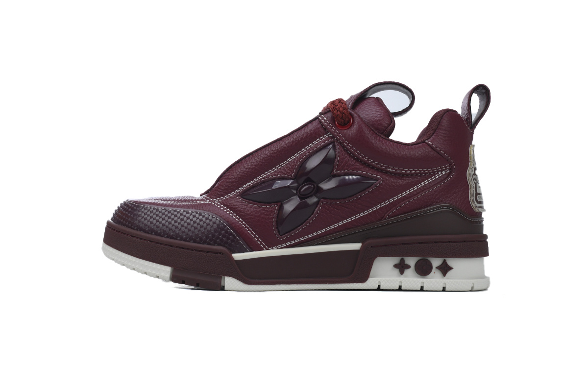 Louis Vuitton Skate Low Leather lace up Fashionable Board Wine