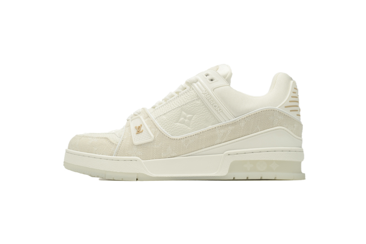 Louis Vuitton Trainer Apricot Embossed Denim